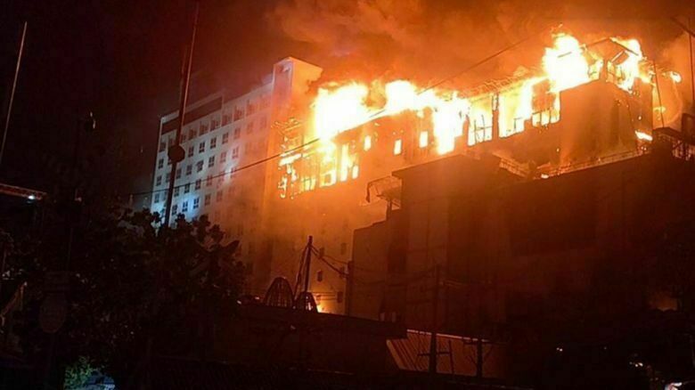 More than 400 people are trapped in a burning hotel in Cambodia
