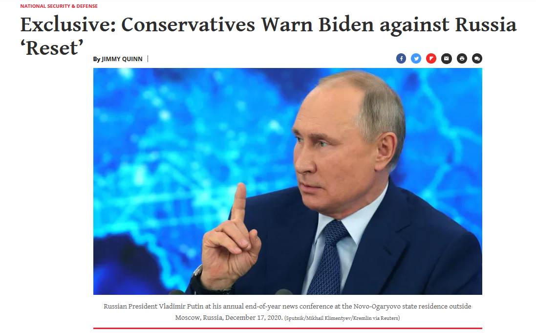 National Review: Conservatives Warn Biden against Russia ‘Reset’