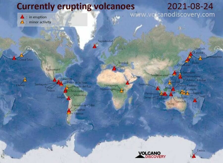 Карта вулканической активности