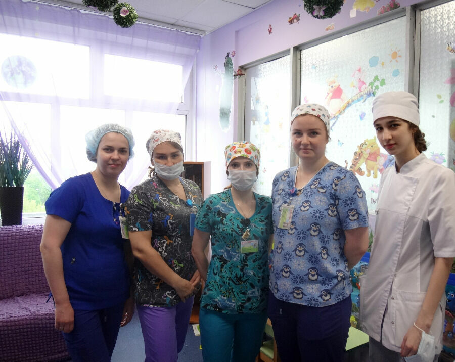 Nurses Natalya Shumeleva, Anastasia Zaitseva, Yana Demyanyuk, Julia Pozhogina and trainee Anna Khozhatova.