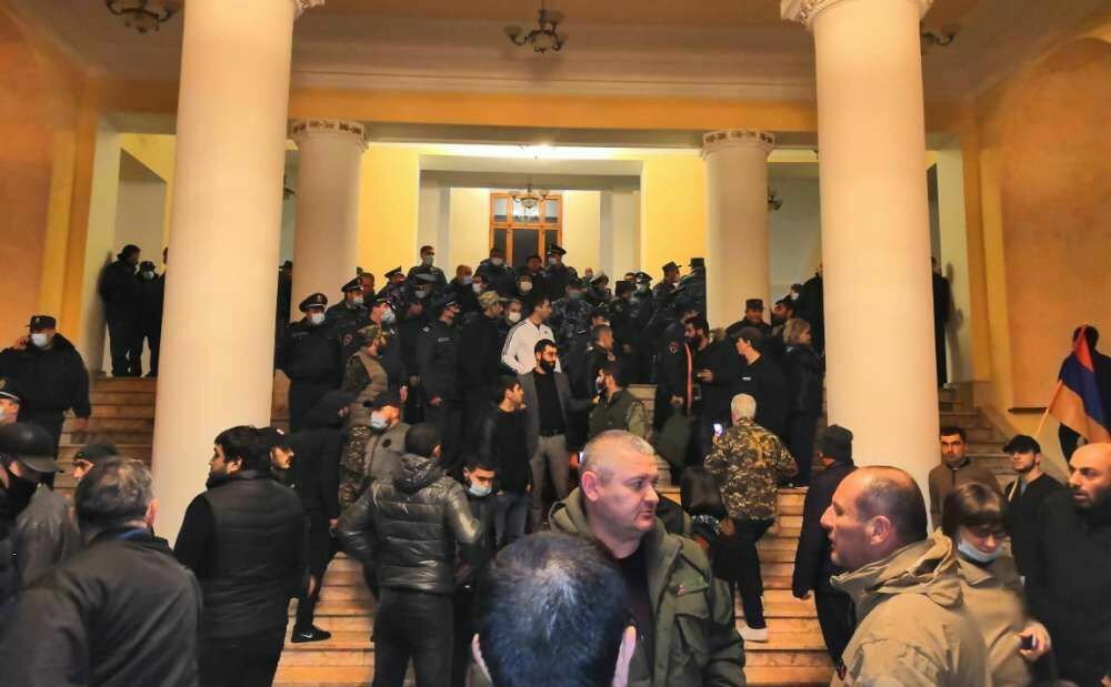 Protesters seized the Armenian government building
