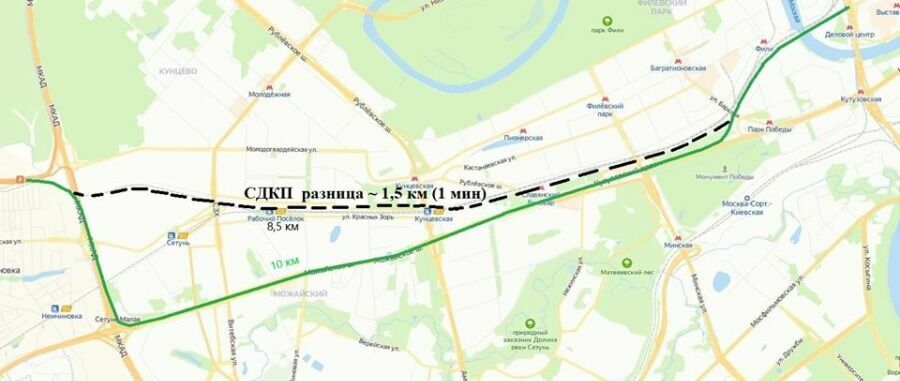 По дублеру чиновники долетят до Москвы на минуту раньше, чем по Кутузовскому проспекту. 
