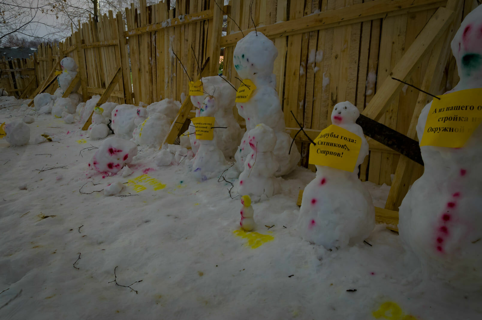 Snowmen in Kostroma staged a picket against infill development