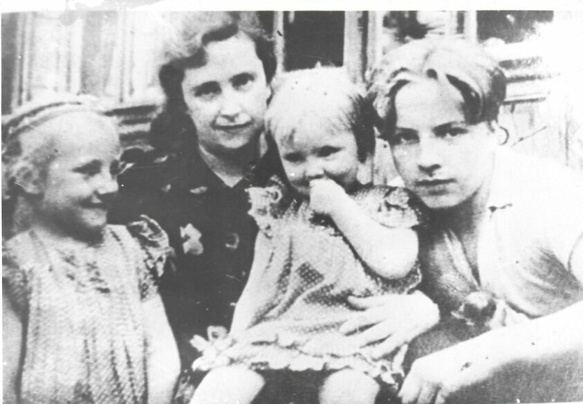 Wife Olga Chkalova with children Igor, Lera and Olga 