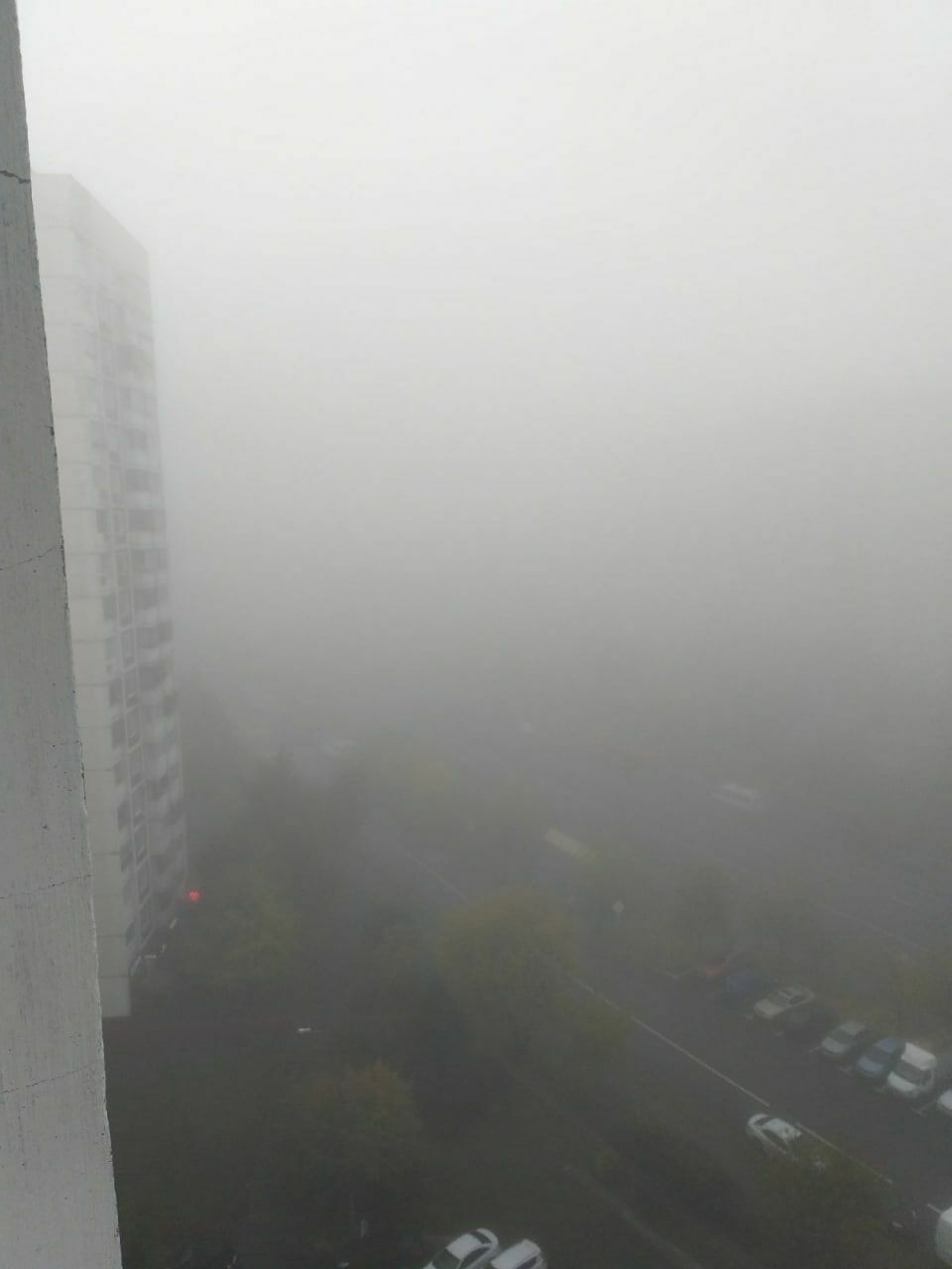 Moscow shrouded in dense fog