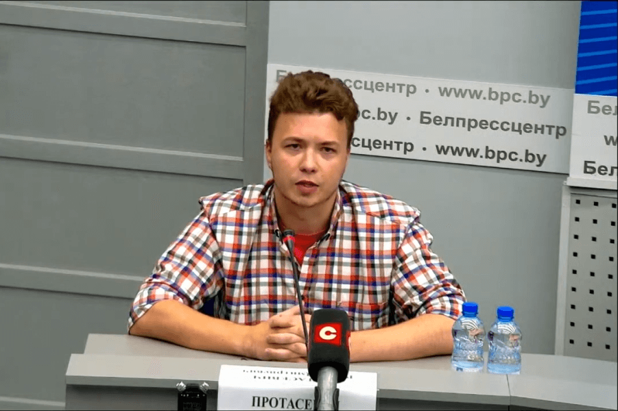 Protasevich's mother said her son spoke at a briefing of the Belarusian Foreign Ministry after threats