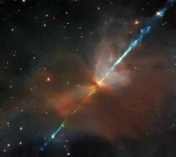 Laser sword in the heart: Hubble telescope captures rare cosmic phenomenon