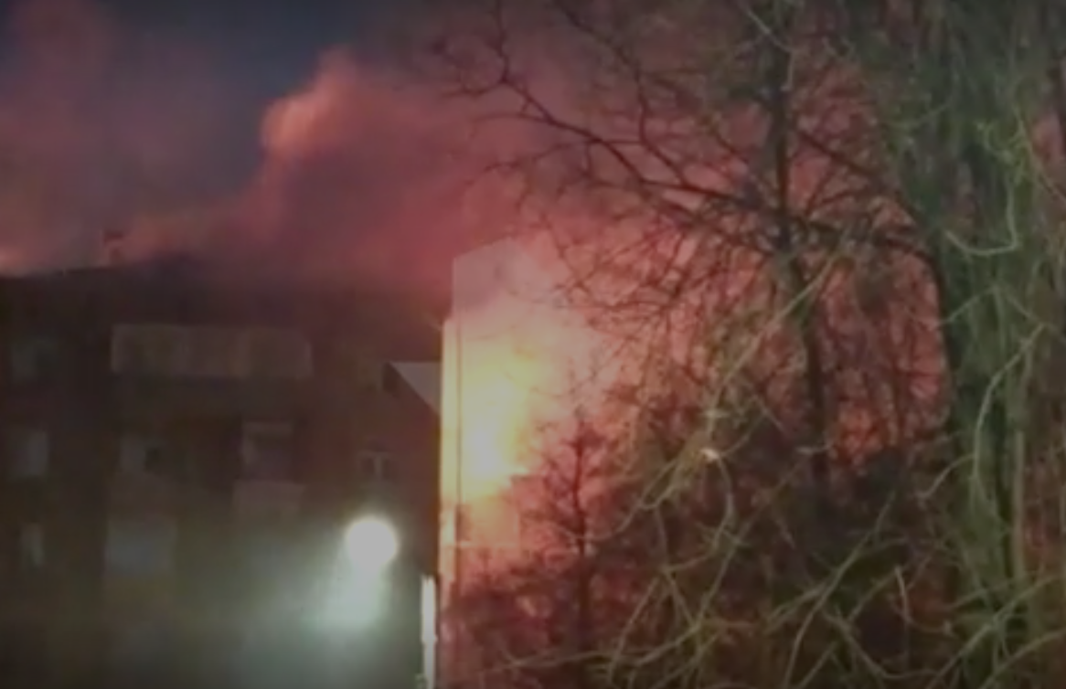 In the south-west of Moscow a multi-storey building caught fire