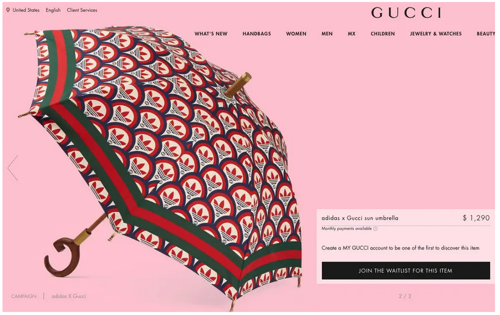 Adidas and Gucci release a $1,290 umbrella that doesn't protect against the rain