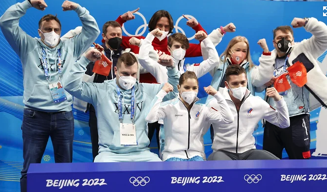 The Russian national figure skating team won gold in the Olympic team competition