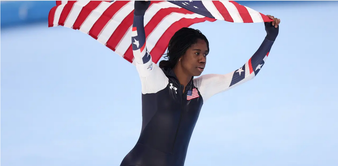 Black woman first time in history wins Olympic speed skating title