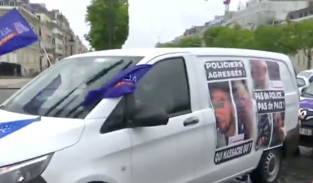 After the accusations of racism French policemen organized a street protest