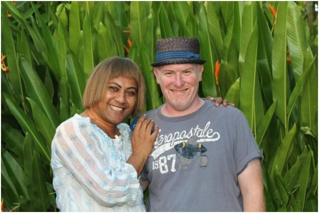 Professor Paul Vasey and his assistant Trisha (expedition to Samoa, 2019).